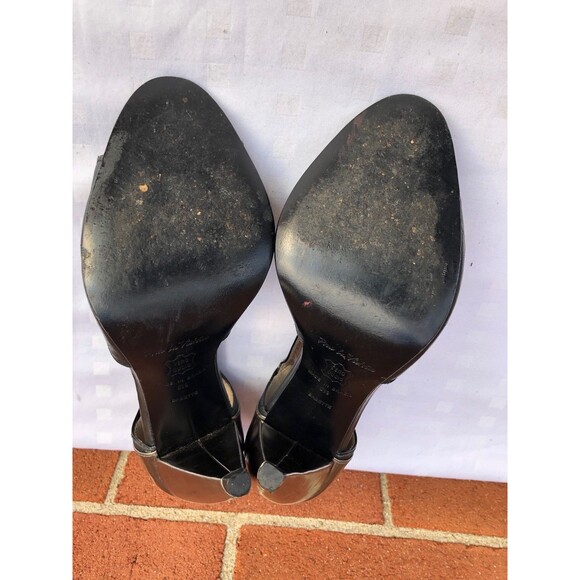 POUR LA VICTOIRE WOMEN BLACK /METALLIC LEATHER OPEN TOES HEEL SHOES US SIZE 6.5 - Picture 12 of 12